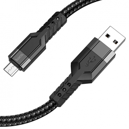 Кабель HOCO U110 USB to Micro 2.4A, 1.2m, nylon, aluminum connectors, Black