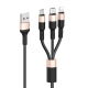 Кабель HOCO X26 USB to iP+Type-C+Micro 2A, 1m, nylon, aluminum connectors Black+Gold