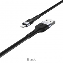 Кабель HOCO X34 USB to iP 2.4A, 1m, TPE, aluminum connectors, Black