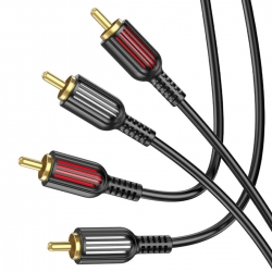 Аудiо-кабель BOROFONE BL13 2RCA red and white double lotus audio cable Black