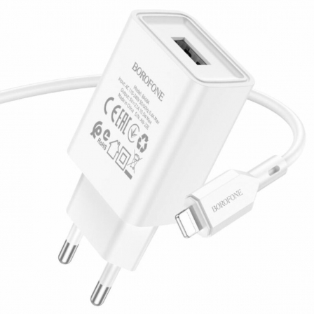 Мережевий зарядний пристрій BOROFONE BA68A Glacier single port charger set(iP) White