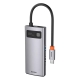 USB-HubBaseus Metal Gleam Series 4-in-1 Multifunctional Type-C HUB Docking Station Gray （Type-C to USB3.0*3+RJ45*1）