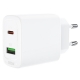 Мережевий зарядний пристрій ACEFAST A25 PD20W (USB-C+USB-A) dual port charger White