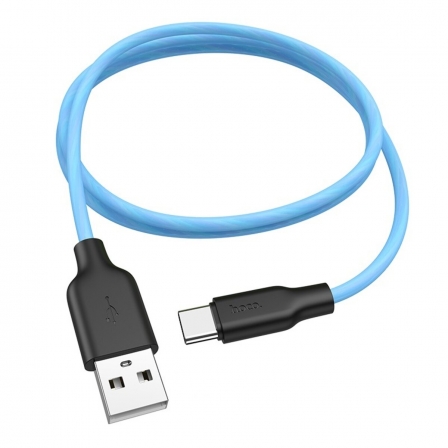 Кабель HOCO X21 Plus USB to Type-C 3A, 1m, silicone, silicone connectors, Black+Blue