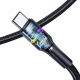 Кабель Usams US-SJ536 U76 Type-C 6A Fast Charging & Data Cable With Colorful Light 1.2m Black