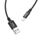 Кабель HOCO X14 USB to iP 2A, 1m, nylon, aluminum connectors, Black