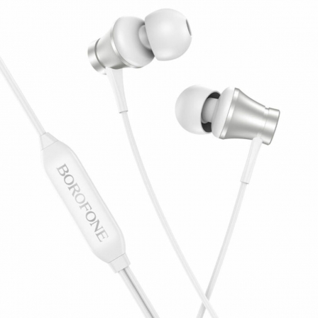Навушники BOROFONE BM73 Platinum universal earphones with microphone Silver