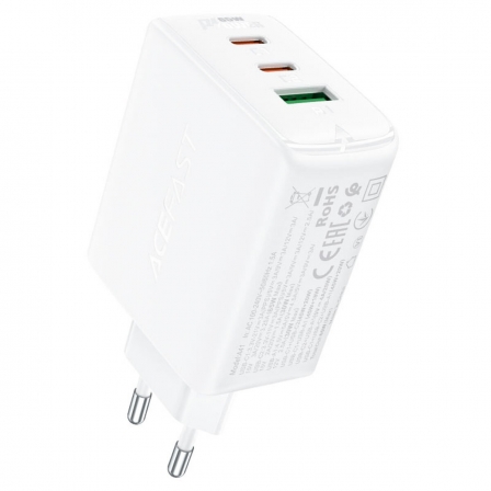 Мережевий зарядний пристрій ACEFAST A41 PD65W GaN (2*USB-C+USB-A) charger White