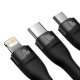 Кабель Baseus Flash Series Ⅱ One-for-three Fast Charging Cable Type-C to M+L+C 100W 1.5m Black