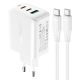 Мережевий зарядний пристрій ACEFAST A13 PD65W(USB-C+USB-C+USB-A) 3-port charger set White