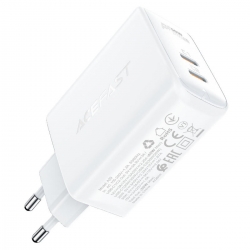 Мережевий зарядний пристрій ACEFAST A29 PD50W GaN (USB-C+USB-C) dual port charger White