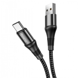 Кабель HOCO X50 USB to Type-C 3A, 1m, nylon, aluminum connectors, Black