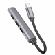 Кабель-перехiдник HOCO HB26 4 in 1 adapter(Type-C to USB3.0+USB2.0*3) Metal Gray