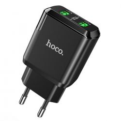 Мережевий зарядний пристрій HOCO N6 Charmer dual port QC3.0 charger Black