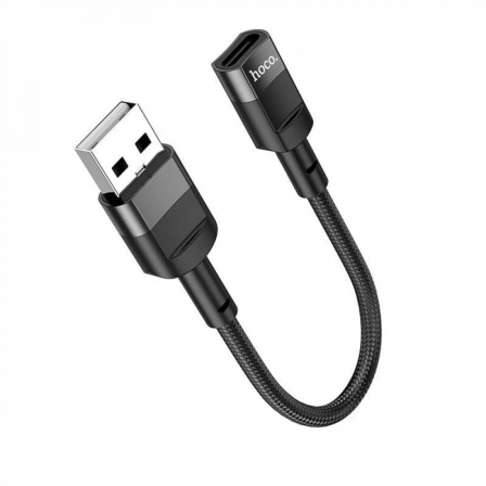 

Кабель HOCO U107 USB male to Type-C female adapter cable(L0.1m) Black