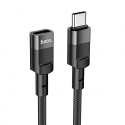 Кабель HOCO U107 Type-C Male to Type-C Female USB2.0 extension cable(L1.2m) Black