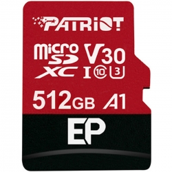 microSDXC (UHS-1 U3) Patriot EP Series 512Gb class 10 V30 (R-100MB/s, W-80MB/s) (adapter SD)