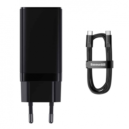 МЗП Baseus GaN3 Pro Fast Charger 2C+U 65W (Cable Type-C  to Type-C 100W(20V/5A) 1m) Black