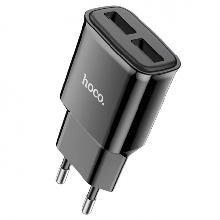 Мережевий зарядний пристрій HOCO C88A Star round dual port charger Black