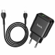 Мережевий зарядний пристрій HOCO N5 Favor dual port PD20W+QC3.0 charger set(C to iP) Black
