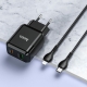 Мережевий зарядний пристрій HOCO N5 Favor dual port PD20W+QC3.0 charger set(C to iP) Black