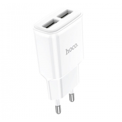 Мережевий зарядний пристрій HOCO C88A Star round dual port charger White