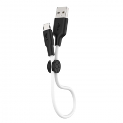 Кабель HOCO X21 Plus USB to Type-C 3A, 0.25m, silicone, silicone connectors, Black+White