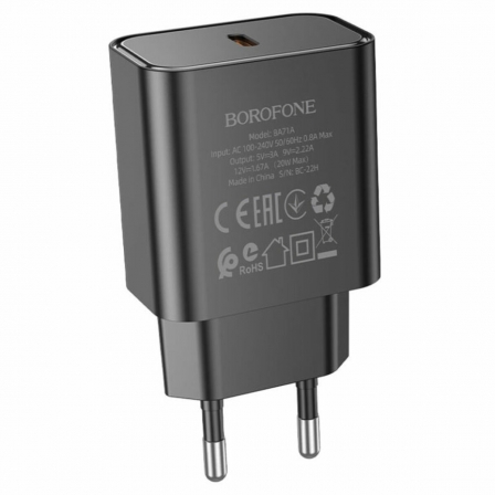 Мережевий зарядний пристрій Borofone BA71A 20W Black