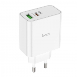 Мережевий зарядний пристрій HOCO C113A Awesome PD65W dual port(1A1C) charger White