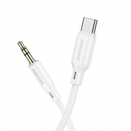 Аудiо-кабель BOROFONE BL18 Type-C silicone digital audio conversion cable White