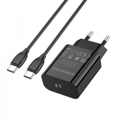 Мережевий зарядний пристрій BOROFONE BA65A Single port PD20W charger set(Type-C to Type-C) Black
