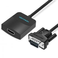 Адаптер  Vention VGA to HDMI Converter with Female Micro USB and Audio Port 0.15M Black (ACNBB)