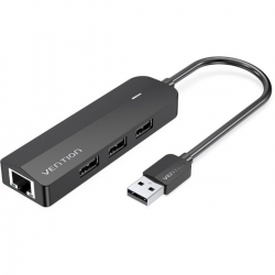 Хаб Vention 4-Port USB 3.0 Hub With Power Supply 0.15M Black (CHLBB)