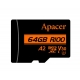 microSDXC (UHS-1 U3) Apacer A2 64Gb class 10 V30 (R100MB/s, W80MB/s) (adapter SD)