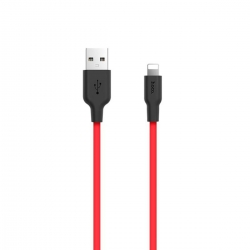 Кабель HOCO X21 Plus USB to iP 2.4A, 2m, silicone, silicone connectors, Black+Red