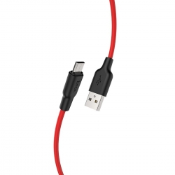 Кабель HOCO X21 Plus USB to Micro 2.4A, 2m, silicone, silicone connectors, Black+Red