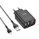 Мережевий зарядний пристрій HOCO C86A Illustrious dual port charger with digital display set(Micro) Black