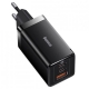 Зарядний пристрій Baseus GaN5 Pro Fast Charger 2C+U 65W Black w/Type-C to Type-C (CCGP120201)