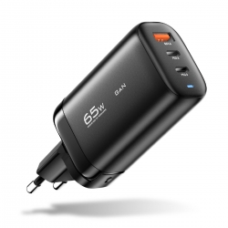 Мережевий зарядний пристрій Essager Shining 65W GaN Travelling Charger 2 Type-c+USB-A EU  black (ECT2CA-MYB01)