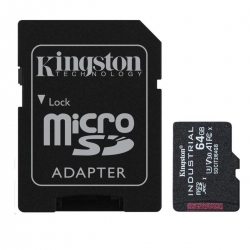 microSDXC (UHS-1 U3) Kingston Industrial 64Gb class 10 V30 А1 (adapter SD)