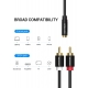 Кабель Vention 3.5mm Female to 2RCA Male Audio Cable 1M Black Metal Type (VAB-R01-B100)