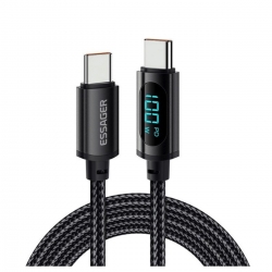 Кабель Essager Enjoy LED Digital Display USB Charging Cable Type C to Type C 100W 2m black (EXCTT1-XYA01-P)