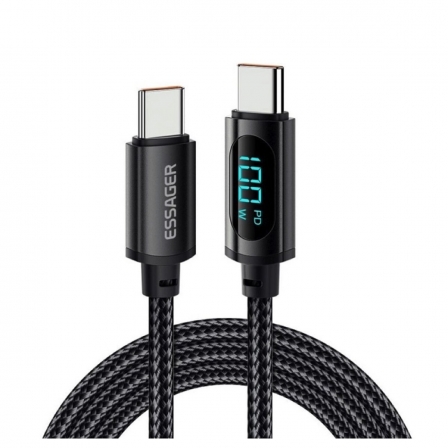 Кабель Essager Enjoy LED Digital Display USB Charging Cable Type C to Type C 100W 2m black (EXCTT1-XYA01-P)