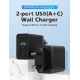 Зарядний пристрій Vention Two-Port USB(A+C) Wall Charger (18W/20W) EU-Plug Black (FBBB0-EU)