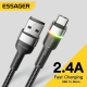 Кабель Essager Colorful LED USB Cable Fast Charging 2.4A USB-A to Micro 2m black (EXCM-XCDA01)