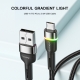 Кабель Essager Colorful LED USB Cable Fast Charging 2.4A USB-A to Micro 2m black (EXCM-XCDA01)