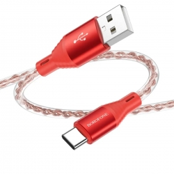 Кабель BOROFONE BX96 Ice crystal silicone charging data cable Type-C Red