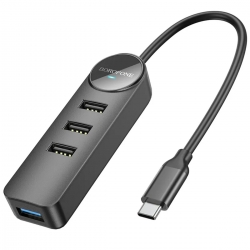 Адаптер Borofone DH5 Erudite 4-in-1 adapter(Type-C to USB3.0+USB2.0*3)(L0.2M) Black