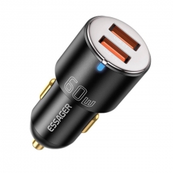 Автомобільний зарядний пристрій Essager City Dual USB-A Car Charger 60W  black (ECC2C1A-FF01)