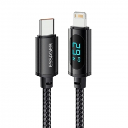 Кабель Essager Enjoy LED Digital Display USB Charging Cable Type C to Lightning 29W 1m black (EXCTL-XY01-P)